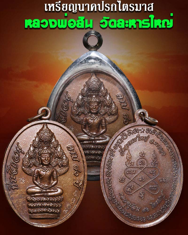 เหรียญนาคปรกไตรมาส หลวงพ่อสิน วัดละหารใหญ่ ครบ 80 ปี พ.ศ. 2551 - 1