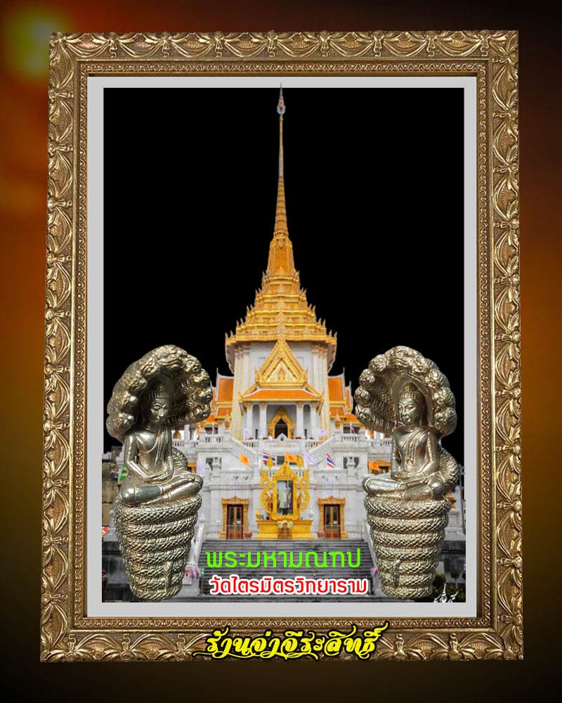 พระพุทธมหนวนาคปฏิมากร ( ปรกเก้า ) เจ้าคุณธงชัย วัดไตรมิตร เนื้อนวะโลหะ - 1