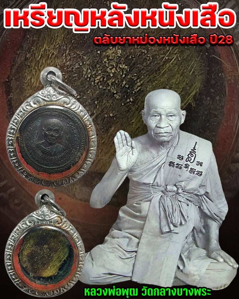 เหรียญหลังหนังเสือ หลวงพ่อ พุฒ วัดกลางพระ ปี 2528 - 1