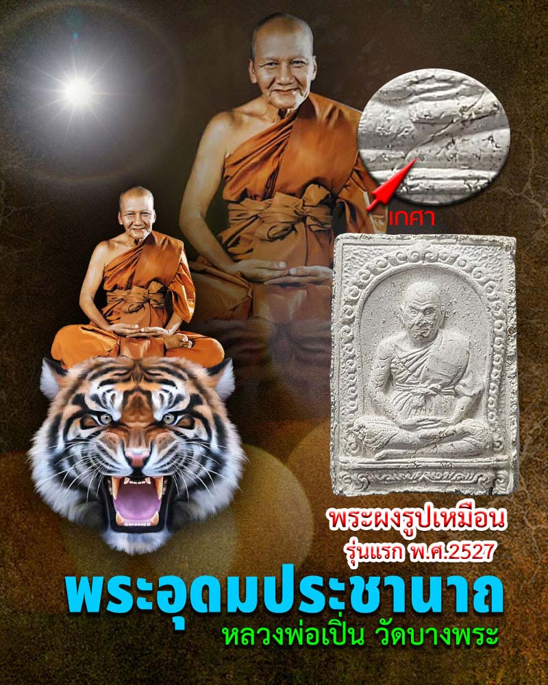 พระผงรุ่นแรก (ผงอินเดีย) ปี 2527 หลวงพ่อเปิ่น วัดบางพระ มีเกศา - 1