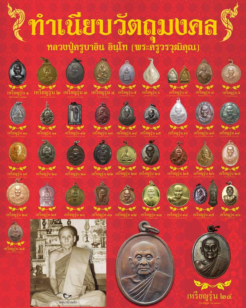 เหรียญเจริญสุข ปี 2541 ครูบาอิน อินโท วัดฟ้าหลั่ง เนื้อทองแดงรมดำ - 1