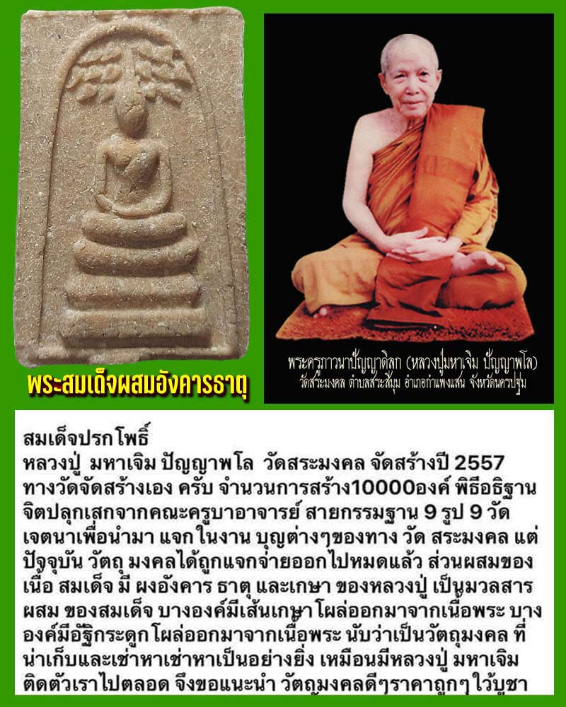 พระสมเด็จปรกโพธิ์ ผสมอังคารธาตุ หลวงปู่มหาเจิม (1) - 1